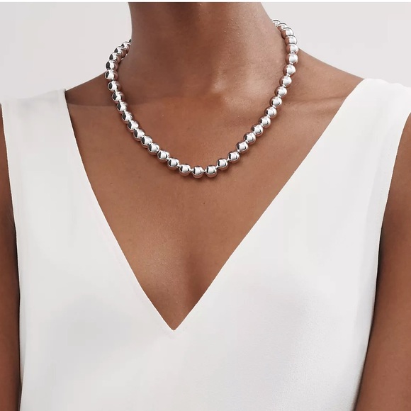 Jewelry - 925 Sterling Silver Simple Bead Necklace 8 mm